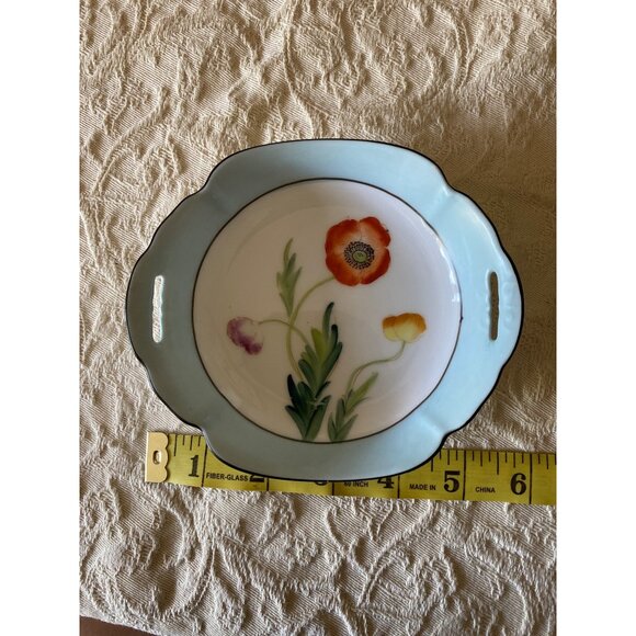Vintage Hand-Painted Floral Porcelain Dish With Handles By Heinrich & Co Bavaria - Picture 9 of 10